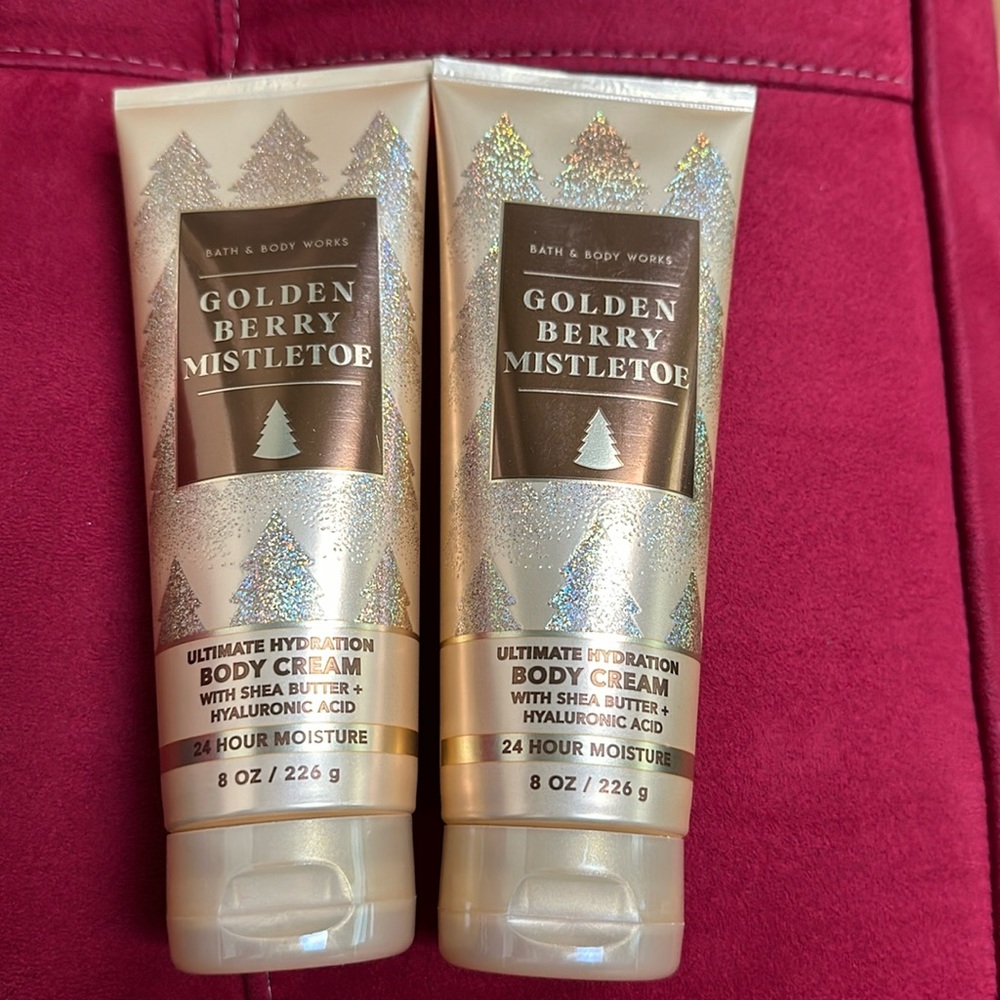 BBW 2pc BODY CREAM Golden Berry Mistletoe